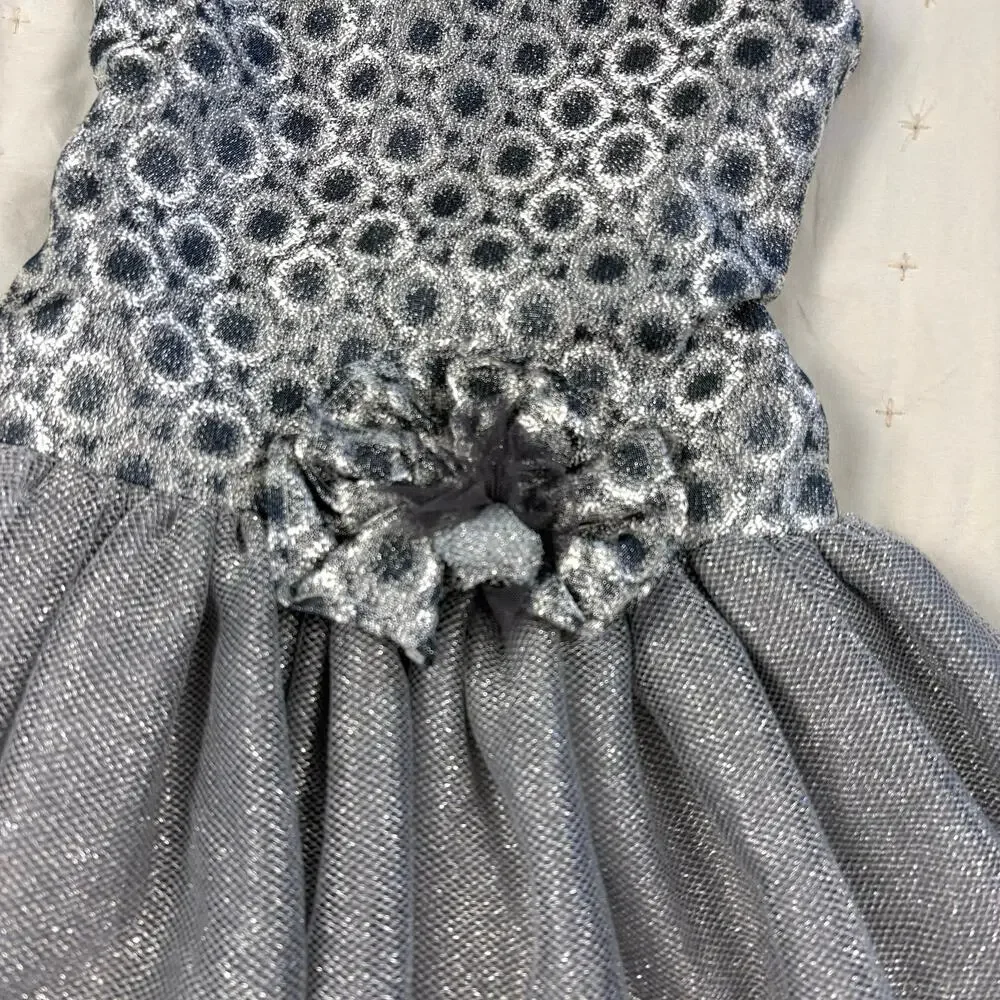 Isobella & Chloe Brocade Tulle Dress Girls 3T Gray Silver Special Occasion Party